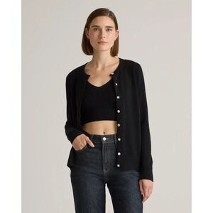 Quince NEW Mongolian Cashmere Cardigan Black 100% Cashmere Button Front XS
